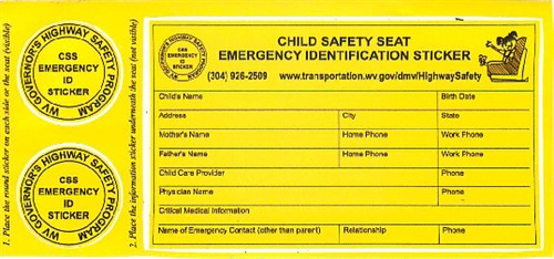 child safety seat sticker